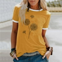 fvwitlyh póló ruha Női Alkalmi V-nyakú pólók Laza Puff rövid ujjú felsők tunika blúz sárga X-nagy