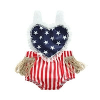 Blotona július 4 újszülött kislány Romper ruhák amerikai zászló csíkos csillag Függetlenség Napja Romper Body fejpánt