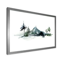 Designart 'minimalista fenyőerdő és téli hegyek II' Modern keretes Art Print