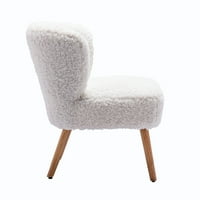Aukfa kényelmes bukás szék fa lábakkal, akcentus szék nappali hálószoba-fehér