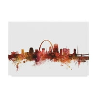 Védjegy Szépművészet 'St Louis Missouri Skyline Red' vászon művészete, Michael Tompsett