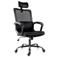 Ergonómikus háló irodai szék állítható fejtámlával és ágyéki támogatással, fekete