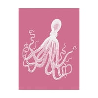 Védjegy képzőművészet 'Octopus White On Pink' vászon művészet Fab Funky