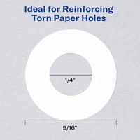Avery Öntapadó Megerősítő Címkék, 1 4 Átmérő, Lyukasztó Megerősítő Matricák, Fehér, Nem Nyomtatható, Címkék