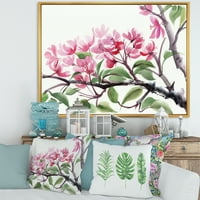 Rózsaszín virágzó virágfa keretes festmény vászon art nyomtatás