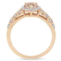 Miabella Női karátos T. G. W. Morganite és gyémánt akcentussal 10kt rózsaszín arany Halo szív gyűrű
