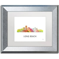 Védjegy Szépművészet 'Long Beach California Skyline WB-1' vászon Art készítette: Marlene Watson, fehér matt, ezüst