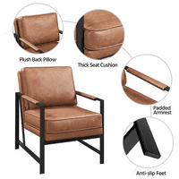 Alden design Fau bőr modern akcentes szék fémkerettel, világosbarna