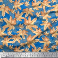 Soimoi kék pamut Jersey szövet őszi levelek nyomtatási Szövet az udvaron széles