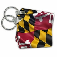 3dRose amerikai állami zászló Maryland integetett a szél-kulcstartók, 2. által, készlet 2