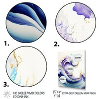 Designart kék, arany és lila splash festék II vászon fali művészet