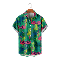 Flamingók zöld levél Hawaii Beach Boys ingek vékony szövet felsők baba Tshirts nyári gyerekek gyerek ruházat férfiak