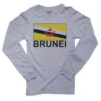 Brunei zászló-Special Vintage Edition férfi Hosszú ujjú szürke póló