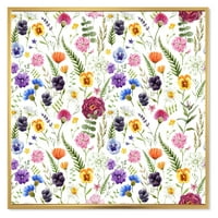 Designart 'Coloful vadvirágok virágminta II' 'Hagyományos keretes vászon fal art nyomtatás