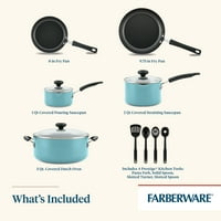 Farberware 12 db-os, könnyen tisztítható, nem tapadó edények és edények edénykészlet, Aqua