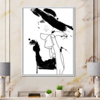 Gyönyörű fekete -fehér modell Haute couture divat nő II keretes festmény vászon art nyomtatás