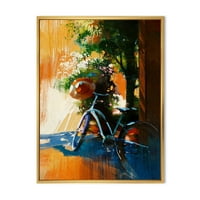 Ősi kerékpár és régi kalap a nyári napon keretes festmény vászon művészet