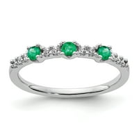 Primal Gold Karat fehérarany gyémánt és smaragd háromköves gyűrű