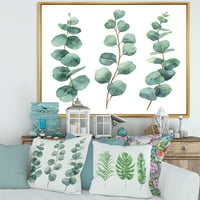 Designart 'Young Eucalyptus ágak és levelek I' hagyományos keretes vászon fali művészet nyomtatás