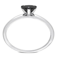 Carat T.W. Fekete gyémánt 14 kt fehér arany könnycsepp fekete ródiummal borított pasziánsz eljegyzési gyűrű