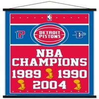Detroit Pistons-Bajnokok fali poszter mágneses kerettel, 22.375 34