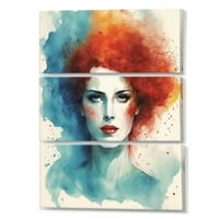 ART Designart titokzatos szépség akvarell V nő portré vászon Art Print-panelek. szélesre. magas panelek
