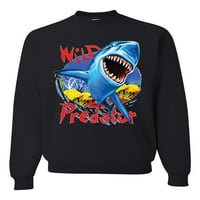 Shark Ocean Wild Predator Unise Crewneck Grafikus Pulóver, Heather Szürke, Kicsi