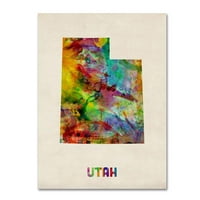 Képzőművészeti Maps Canvas Art 'Utah Map', Michael Tompsett