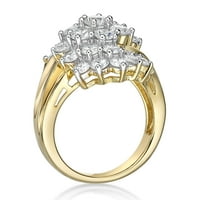 A Jay Heart Sterling ezüstöt tervezi 14K sárga aranyozással szimulált fehér gyémánt koktélgyűrűvel