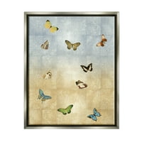 Különböző pillangó rovarmintás állatok és rovarok grafikus művészet szürke keretes művészet nyomtatott fali művészet
