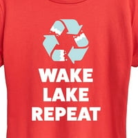 Azonnali üzenet-Wake Lake Repeat-Női Rövid ujjú grafikus póló