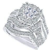 2. Ctw hercegnő & kerek fehér természetes gyémánt Halo eljegyzési jegygyűrű 14k szilárd Fehéraranyban
