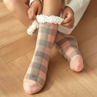 Ploknplq kompressziós zokni női Kockás padló zokni vastag meleg alvó zokni papucs zokni női zokni pamut zokni
