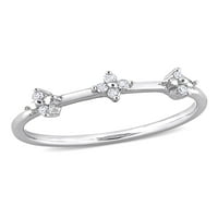 Miabella női karátos T.W. Gyémánt sterling ezüst hármas virágos ígéret gyűrű