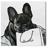 Wynwood Studio Animals Wall Art vászon nyomatok „Oliver gal francia kölykök” kutyák és kölyökkutyák - fekete, fehér