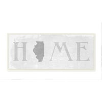 Stupell Industries Illinois Otthon állami Térkép szürke semleges texturált szó Design fal plakk Art Daphne Polselli