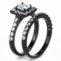 Az övé pár gyűrű készlet női hercegnő tér CZ eljegyzési gyűrű férfi CZ esküvői zenekar-méret W9M12