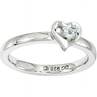 Aquamarine Ezüst Szív Gyűrű
