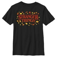 Fiú Stranger Things őszi logó grafikus póló fekete Nagy