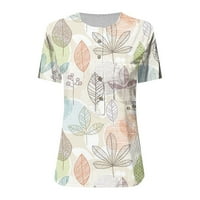 Royallove Női pólók V nyakú Rövid ujjú Női Rövid ujjú felsők elegáns alkalmi nyári grafikus Virágmintás divat ingek