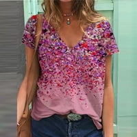 amousa Női Divat Alkalmi Plusz méretű festői Virágok nyomtatás Kerek nyakú póló felsők tshirts ingek nőknek