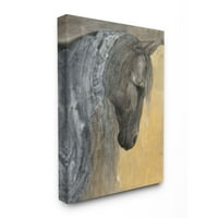 Stupell Industries absztrakt texturált ló portré szürke sárga festmény vászon fali művészet, Albena Hristova, 16 20