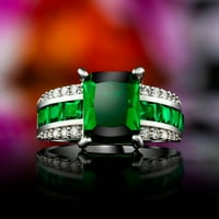 Peermont smaragd vágott zöld kvarc nyilatkozat gyűrű ezüst ródium overlay -ben