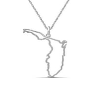 Ezüst lánc nyaklánc nők számára -. Sterling ezüst Florida térkép nyaklánc csillogó valódi akcentus fehér gyémántok