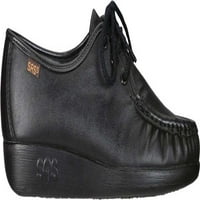 Női SAS Siesta Moc Toe cipő fekete bőr 11. WW