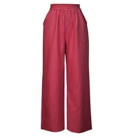 Voncos Női nadrág alkalmi távolság-zsebbel Egyszínű széles láb Laza divat nadrág női piros Méret 5XL