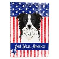 Carolines kincsek BB2171GF Isten áldja meg az amerikai zászlót Border Collie zászlóval kert mérete kicsi, többszínű