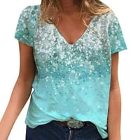 Pxiakgy pólók Női Női Napi nyári víz színes nyomtatás V nyakú Tartály felsők rövid ujjú edzés ingek alkalmi laza pólók
