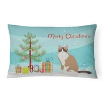 Carolines kincsek CK4798PW hótalp macska boldog karácsonyt vászon szövet dekoratív párna, 12h x16W, Többszínű