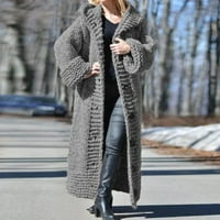 Női pulóver női alkalmi szilárd kötött gomb plusz méretű hosszú ujjú pulóver hosszú kardigán kabát sötét szürke XXL